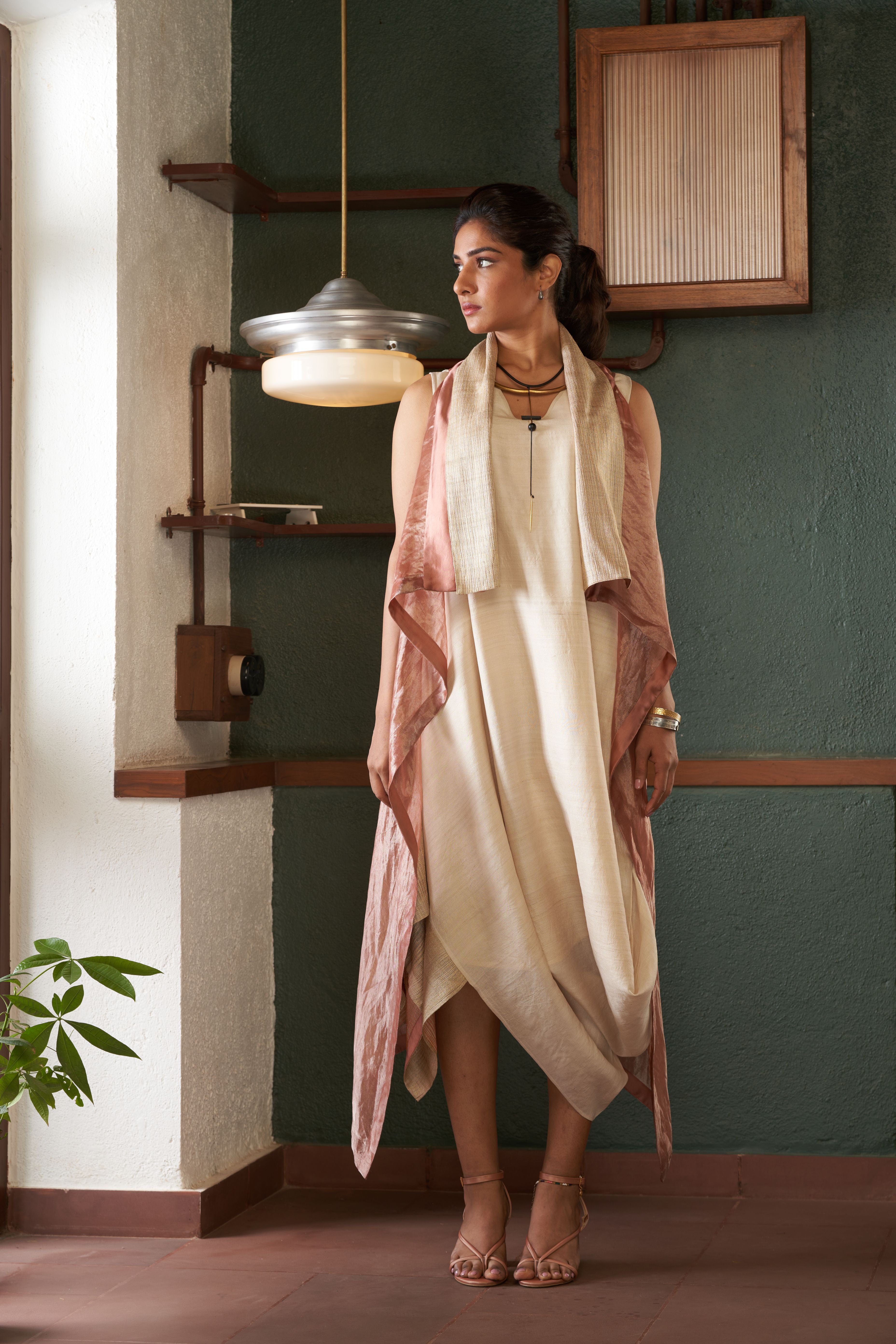 Ivory Cowl Dress Set