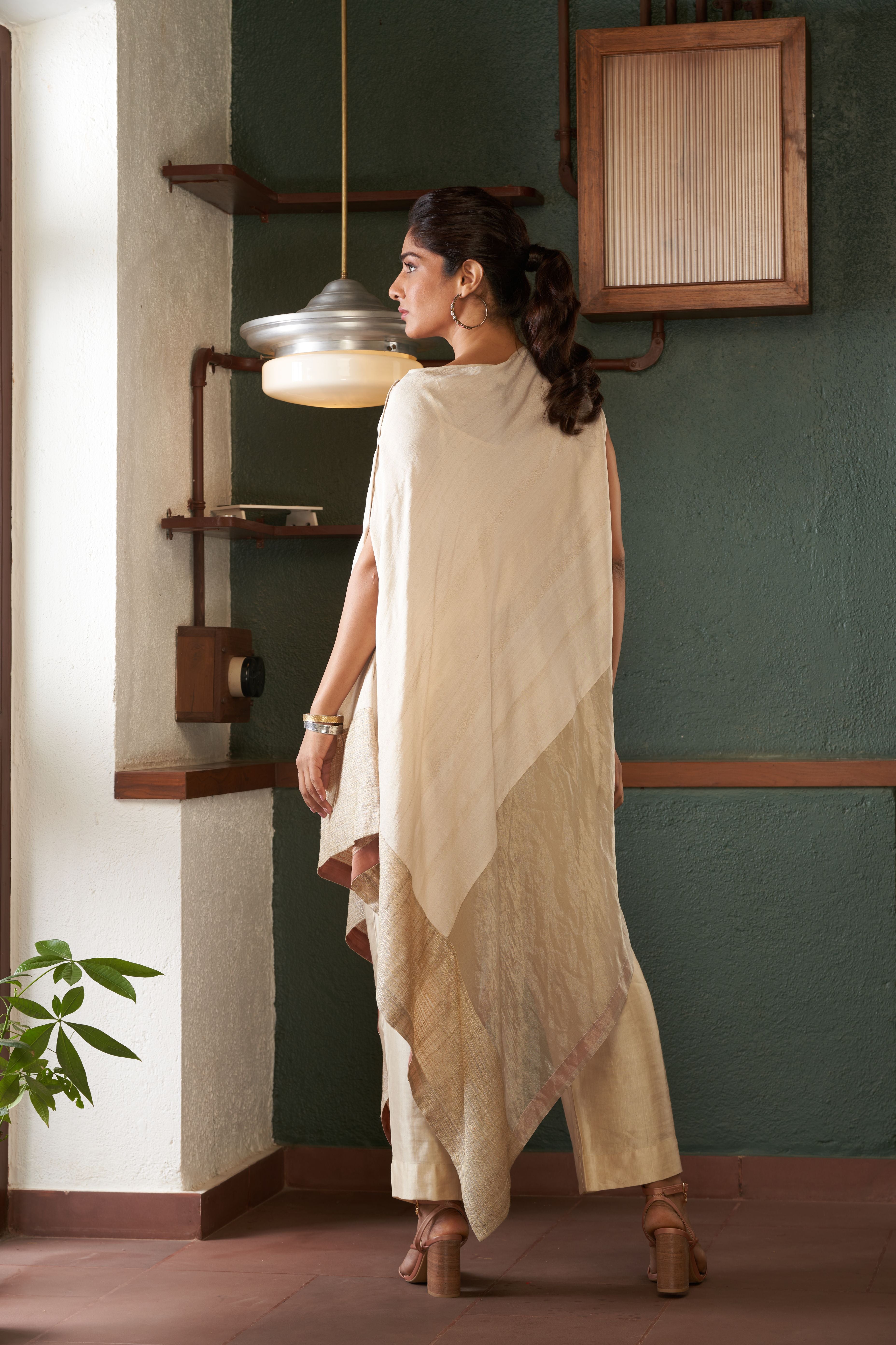 Ivory Tussar Zari Tunic Set