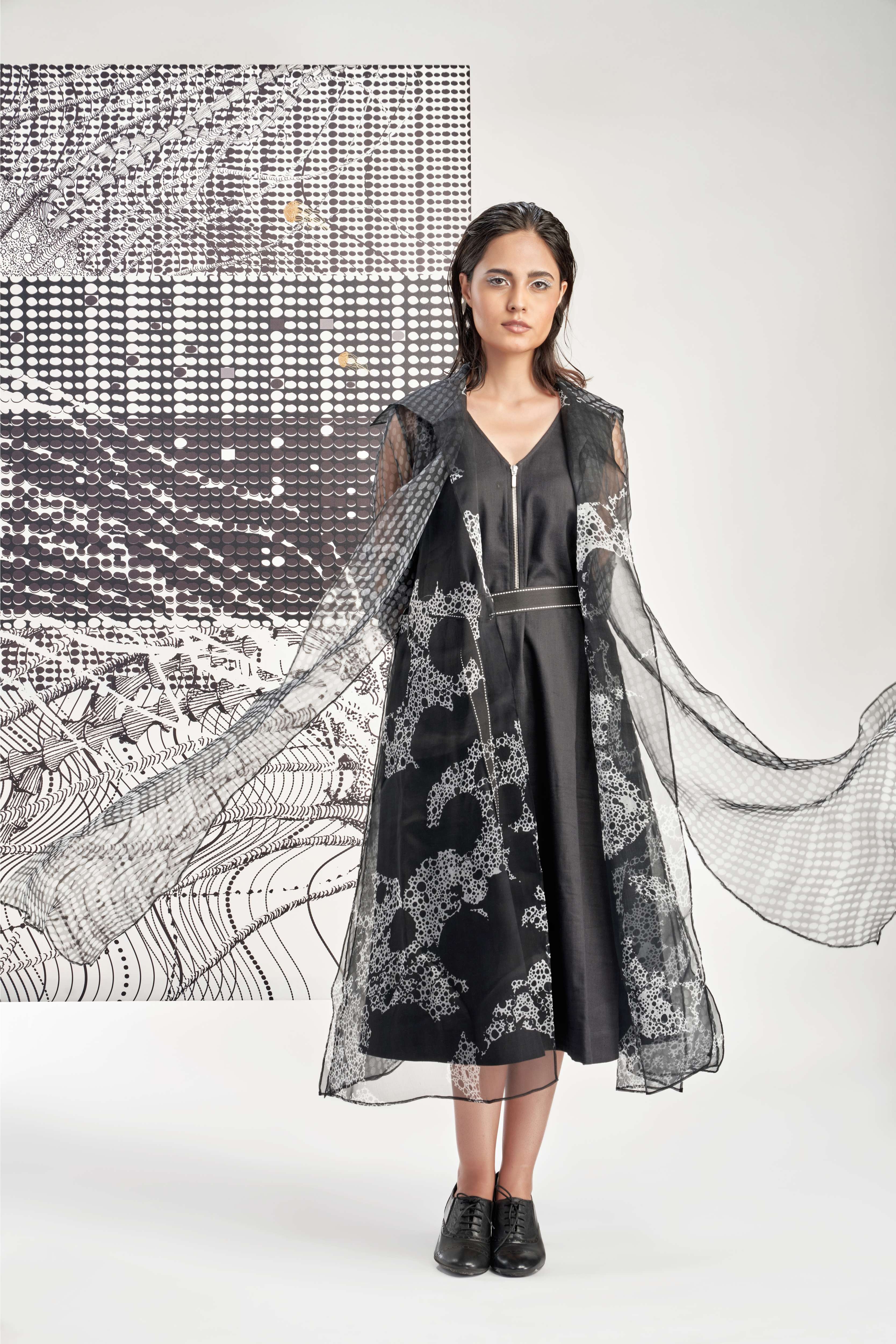 Black- Two Layer Organza Jacket