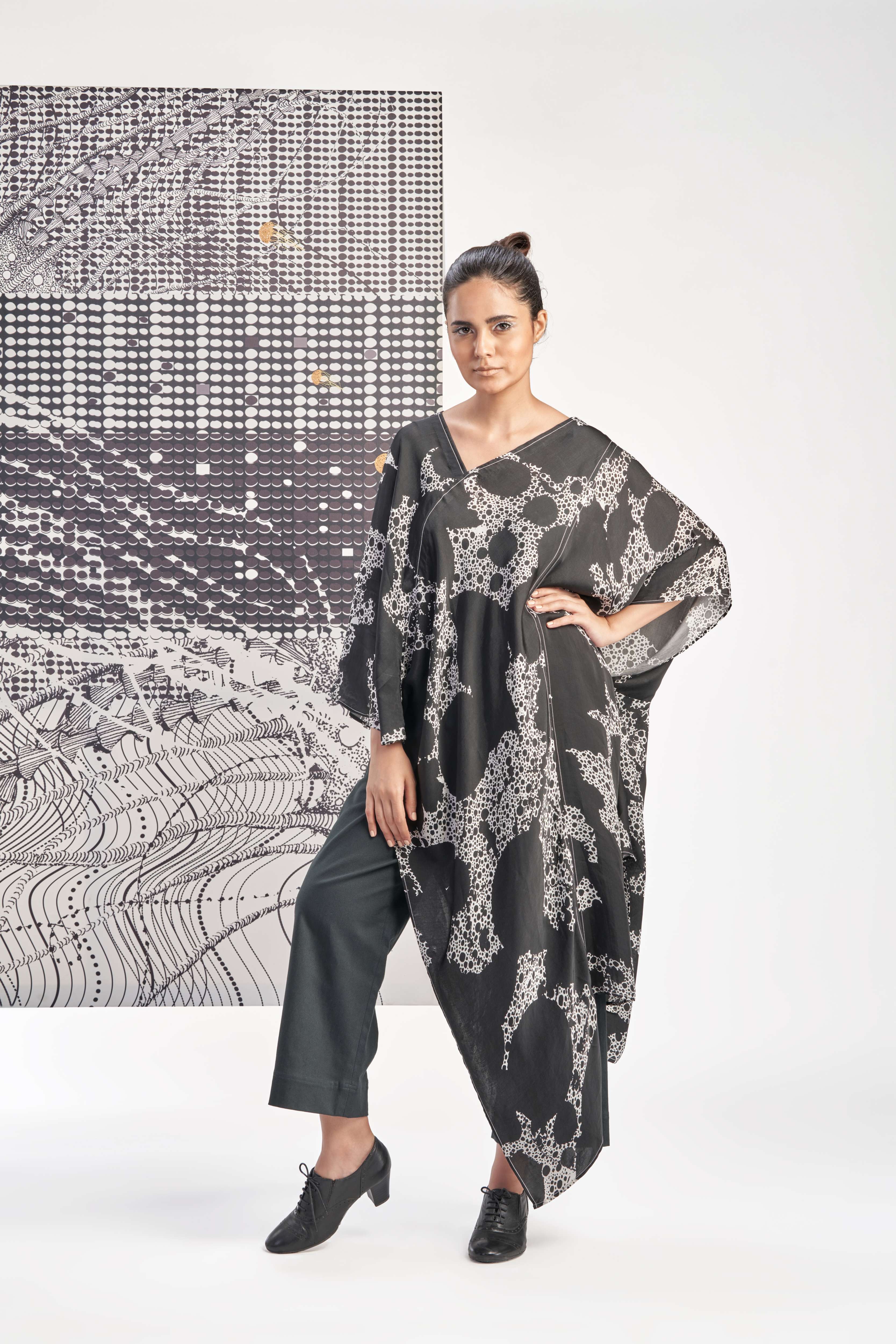Black- Assymetric Long Tunic