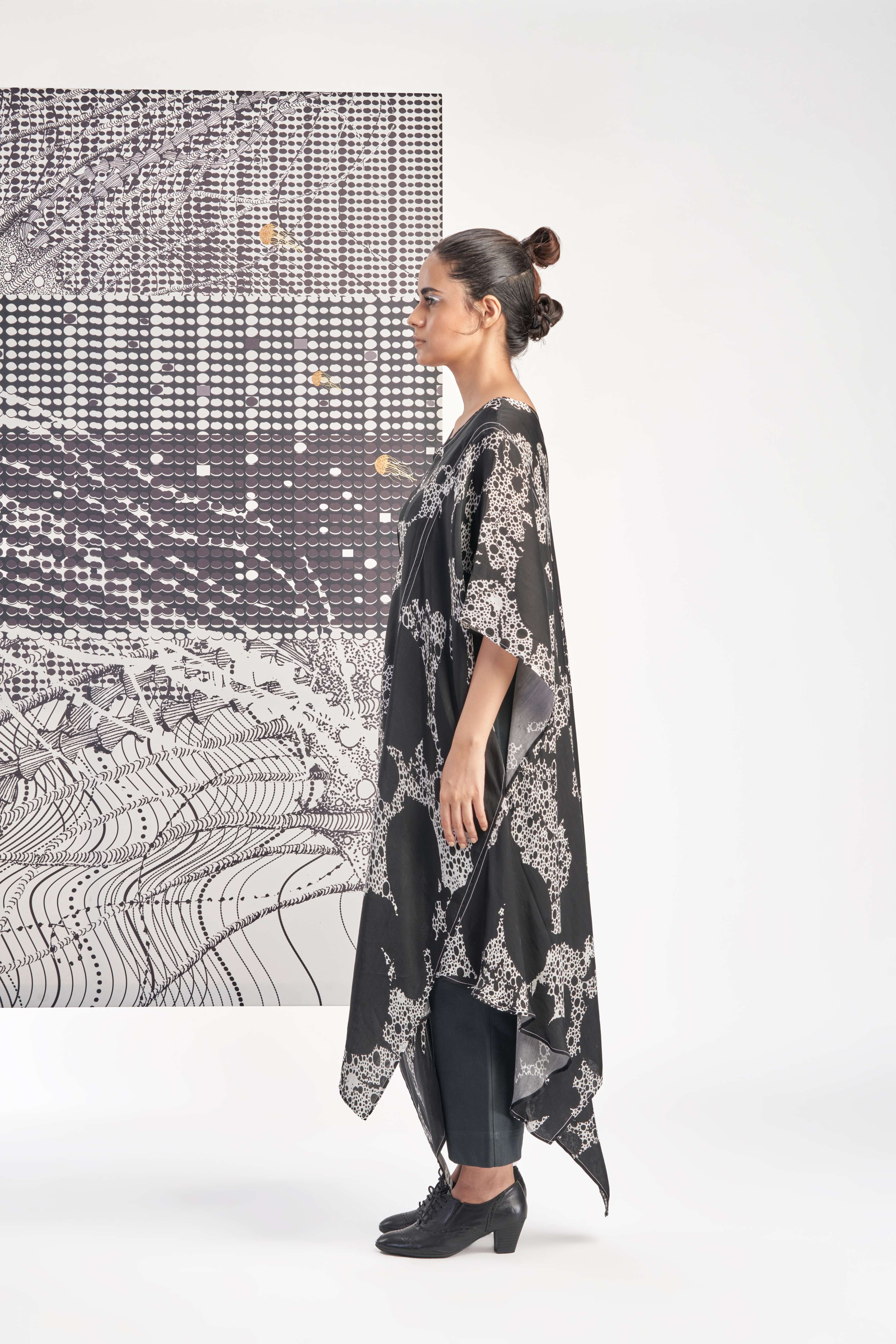 Black- Assymetric Long Tunic