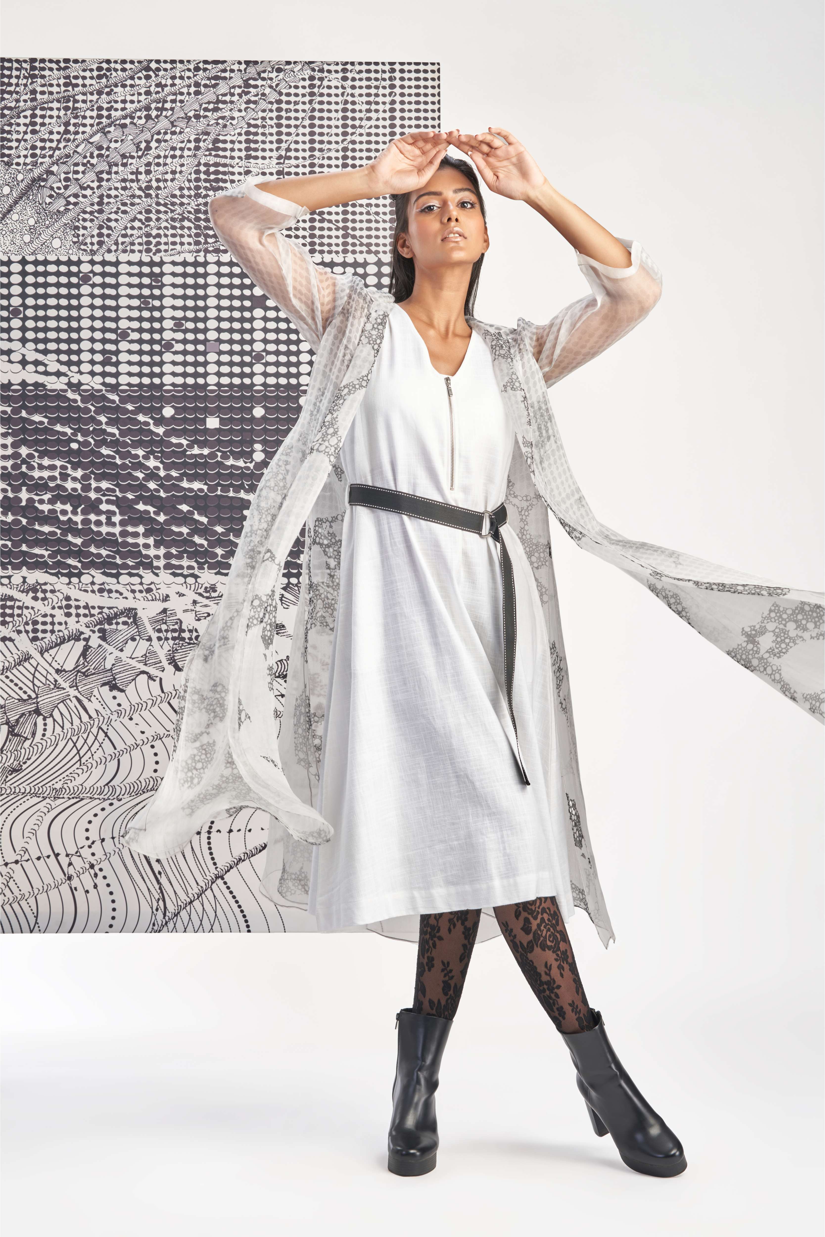 White- Sleeveless A-Line Dress