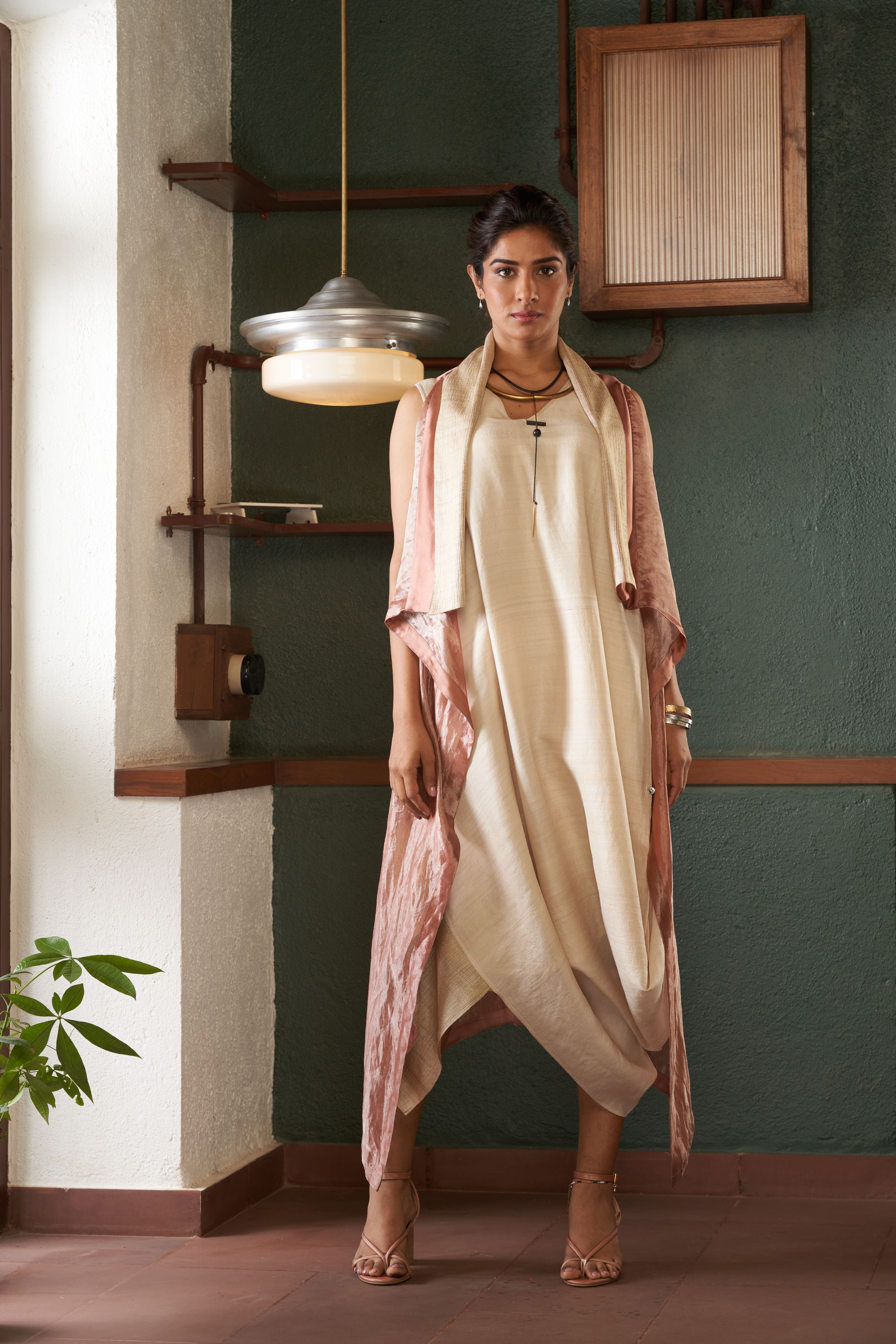 Ivory Cowl Dress Set