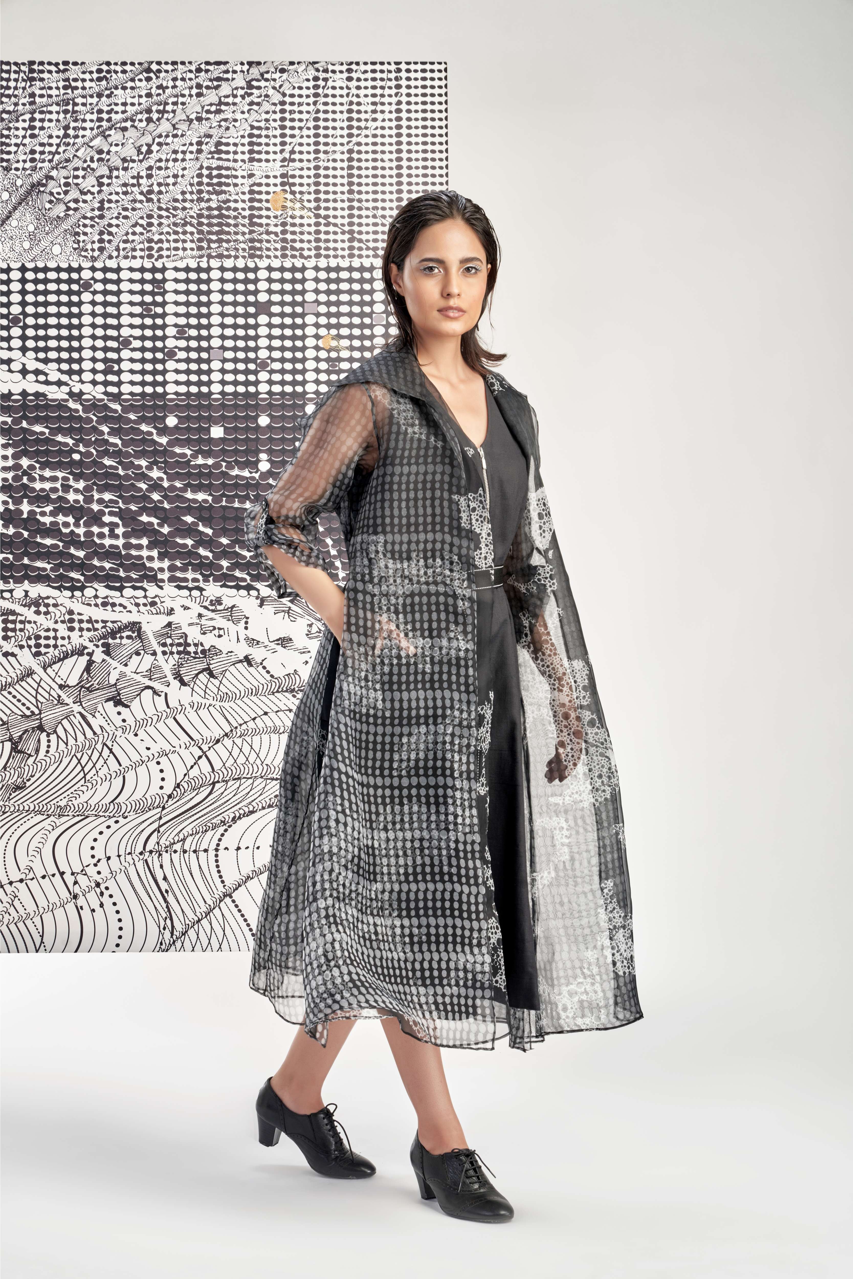 Black- Two Layer Organza Jacket