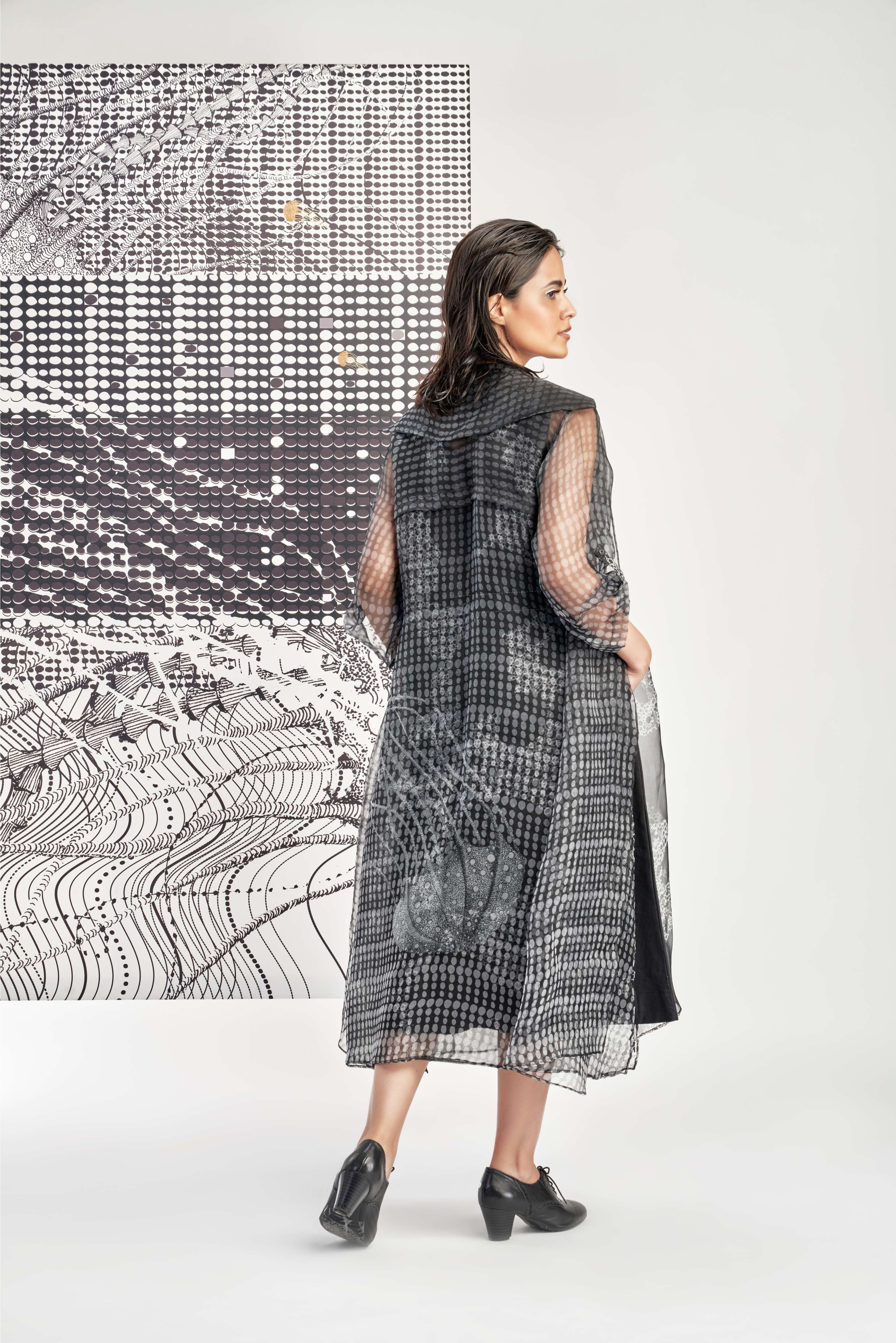 Black- Two Layer Organza Jacket