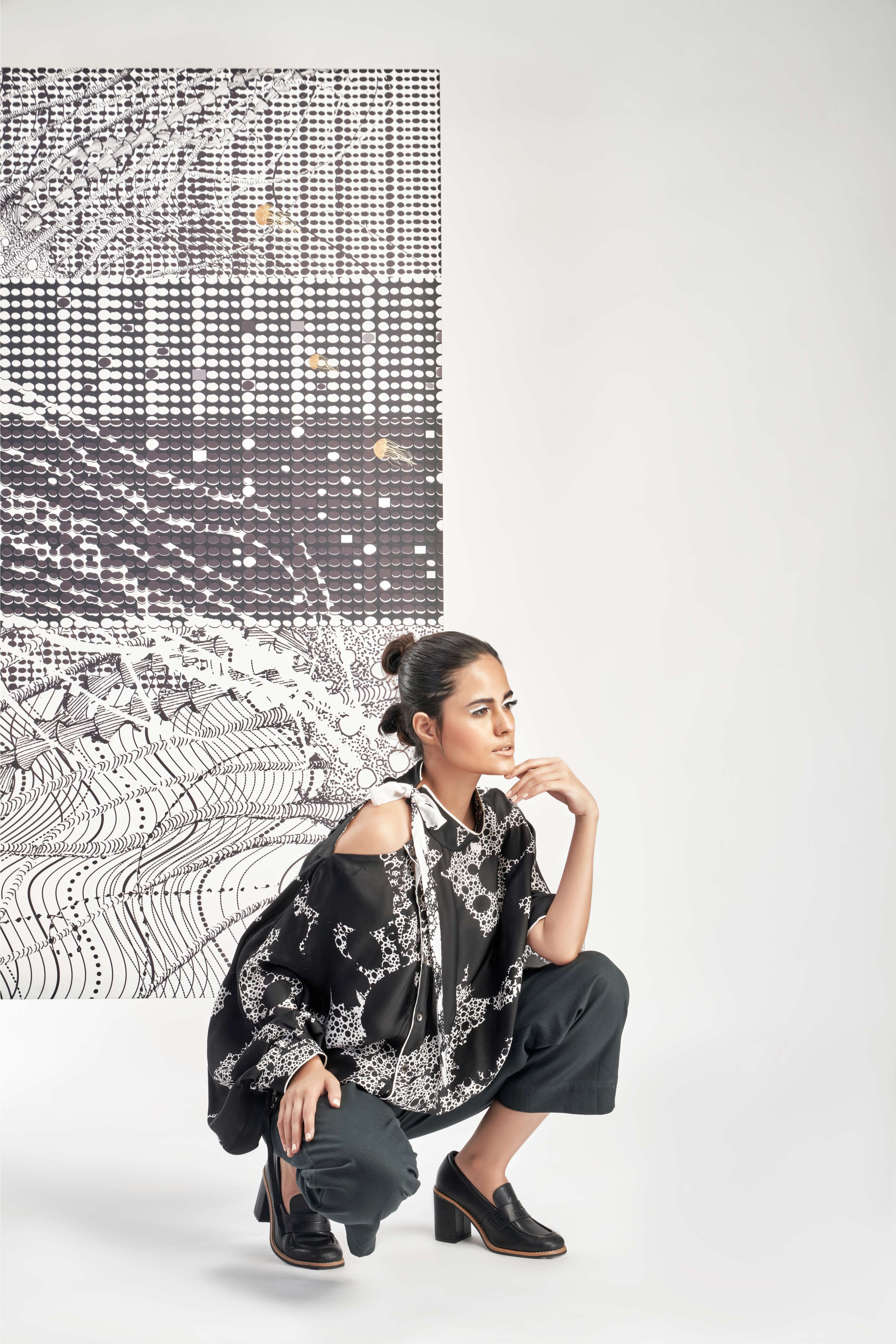 Black- Cold Shoulder Top